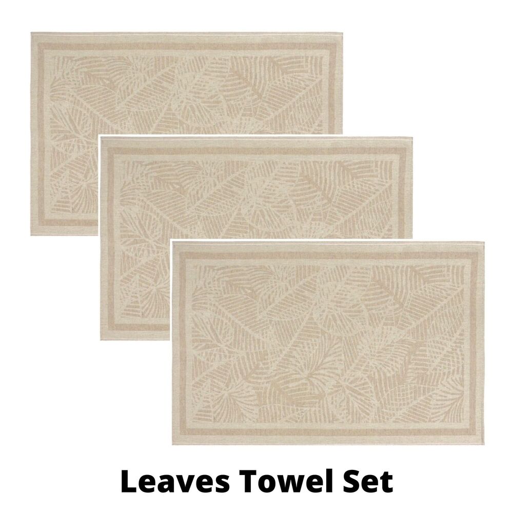Linen Kitchen Towels Set with Loop Leaves Hand Towels for Kitchen (24x15" each)